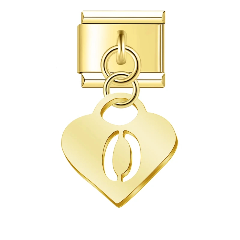 Gold Heart Initial Dangle Italian Charms - Image 16