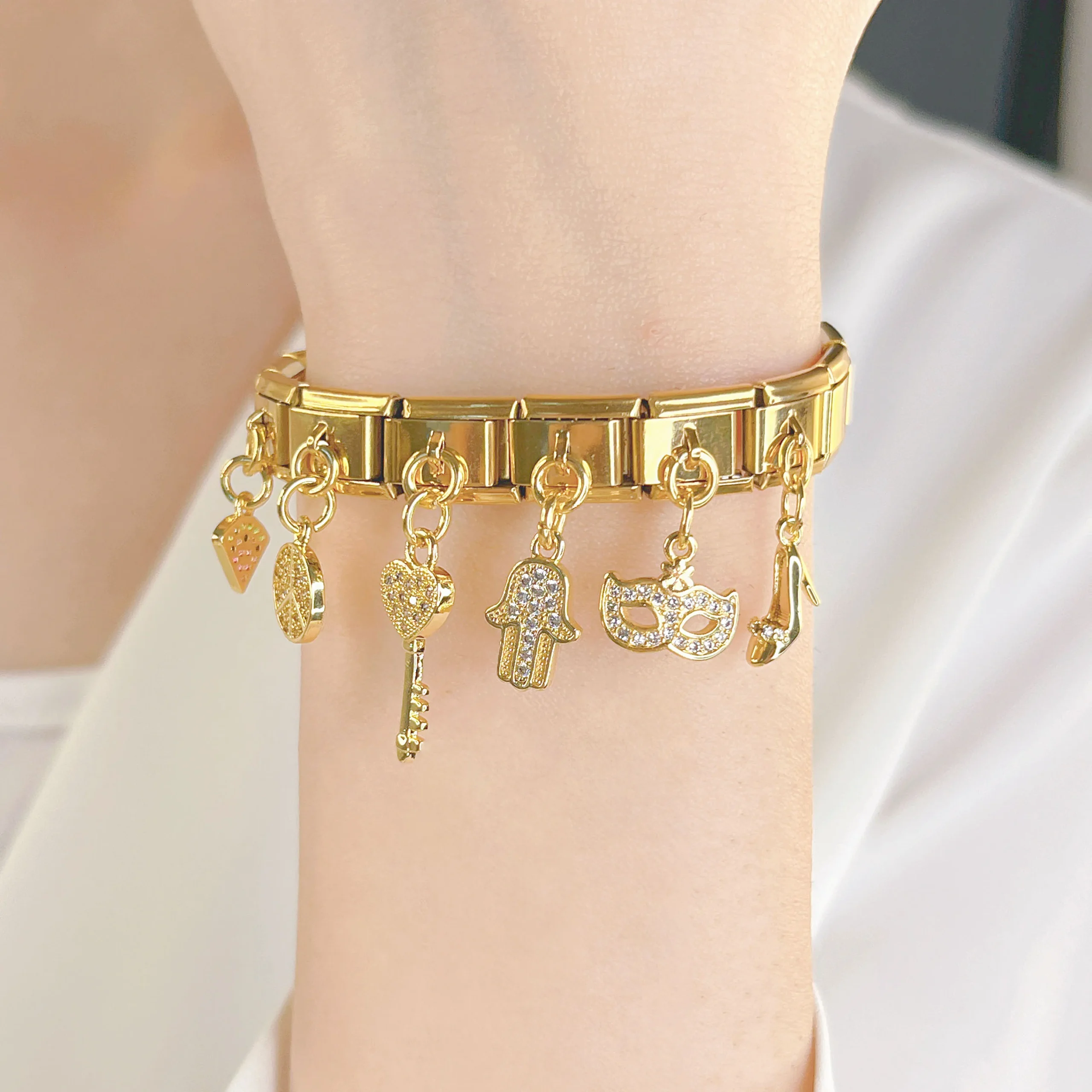 Sparkle Fruit and Key Italian Charms - Image 4