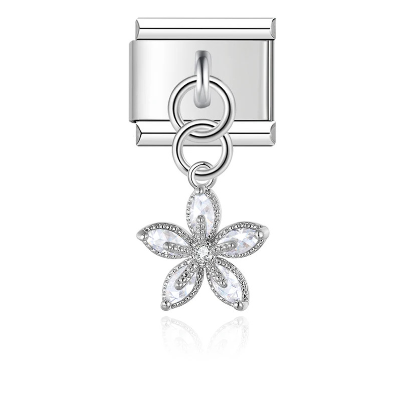 Crystal Flower Dangle Italian Charms - Image 8
