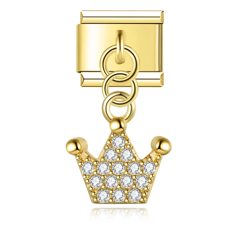 Crystal Crown and Star Gold Dangle Italian Charms - Image 12