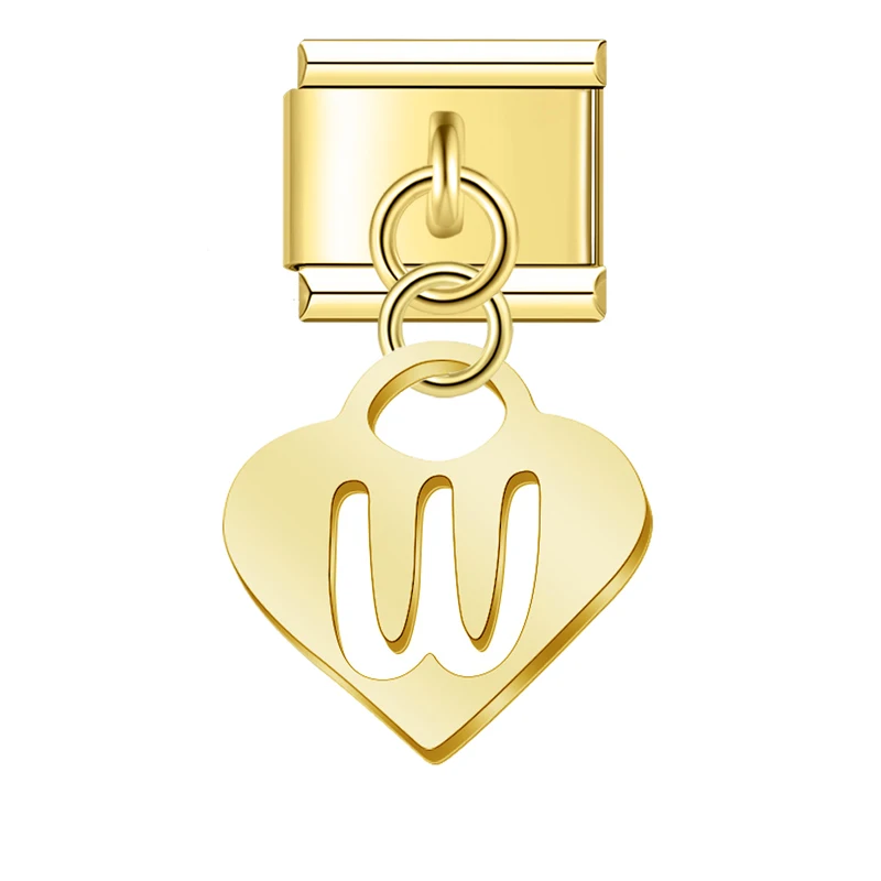 Gold Heart Initial Dangle Italian Charms - Image 8