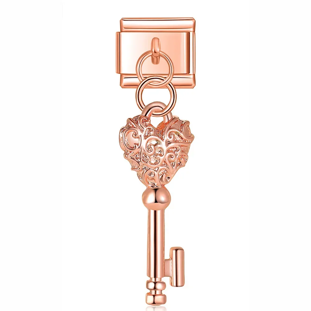 Rose Gold and Silver Love Dangle Italian Charms - Image 5