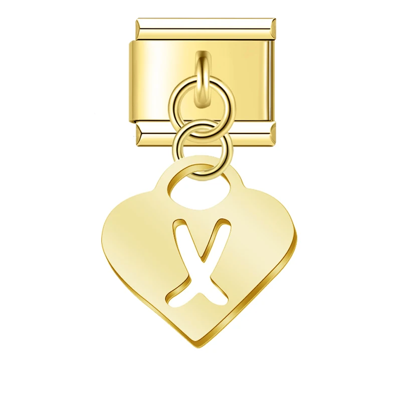Gold Heart Initial Dangle Italian Charms - Image 9