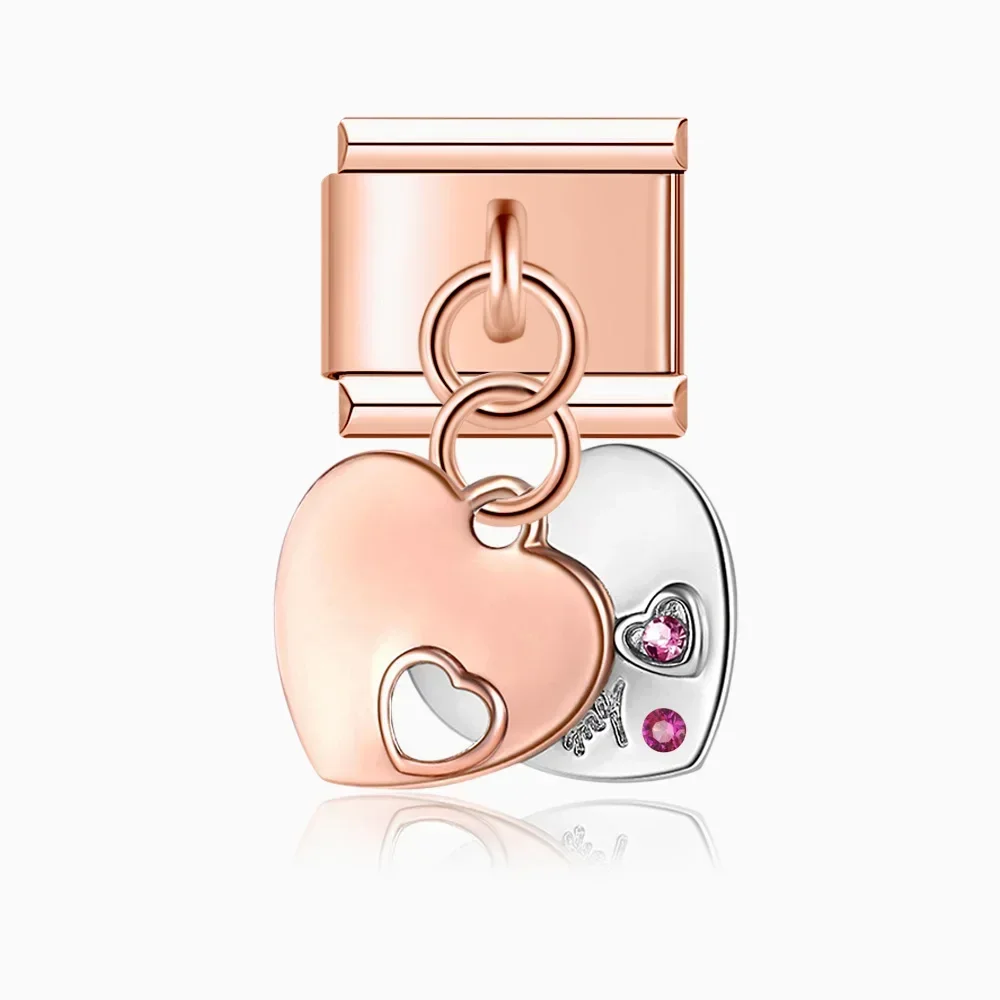 Rose Gold and Silver Love Dangle Italian Charms - Image 15