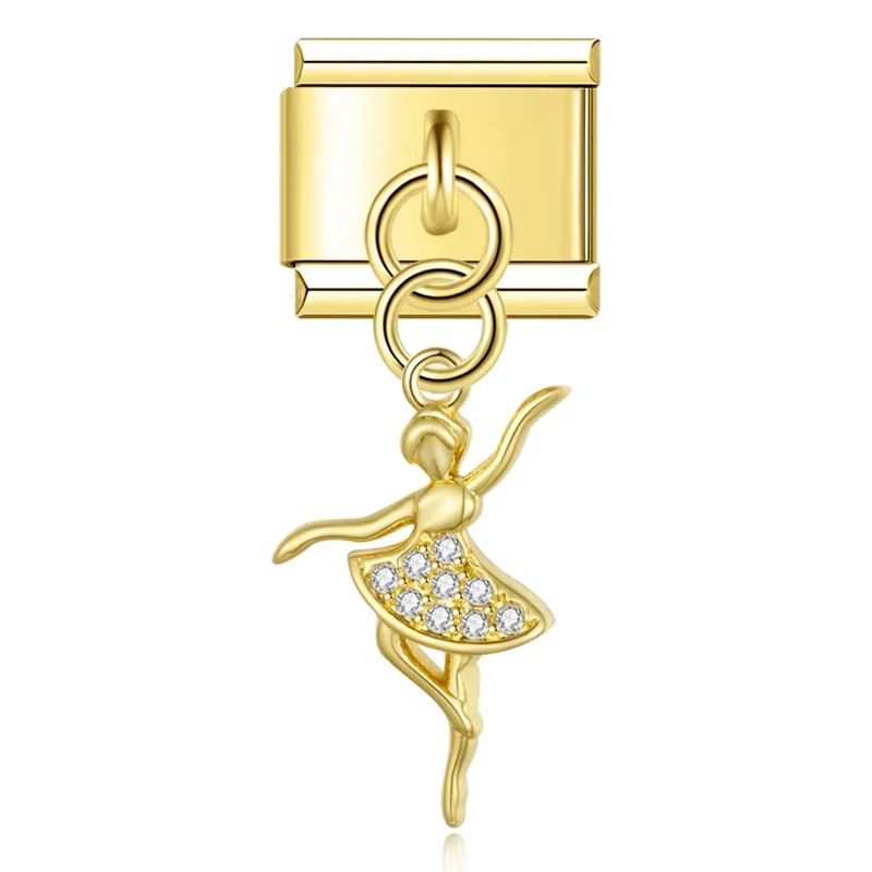 Gold Crystal Dangle Italian Charms - Image 10