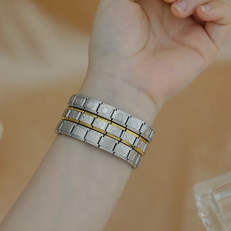 Round Stone Italian Charm Bracelet