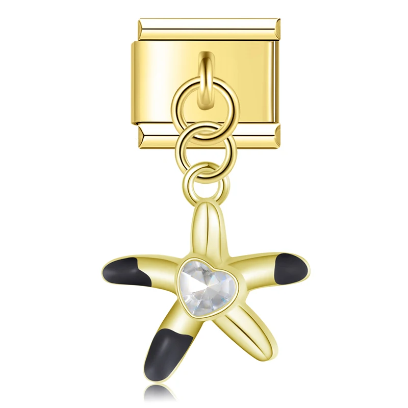 Gold Starfish and Seashell Dangle Italian Charms - Image 7