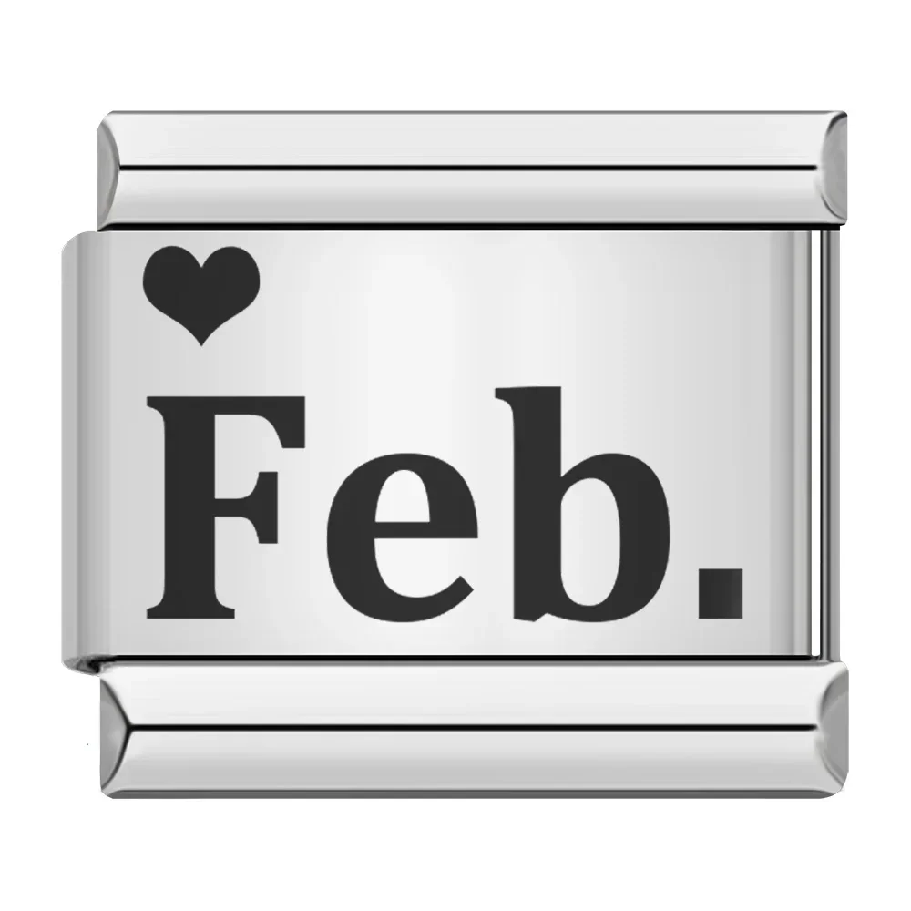 Month Name Heart Italian Charm - Image 10