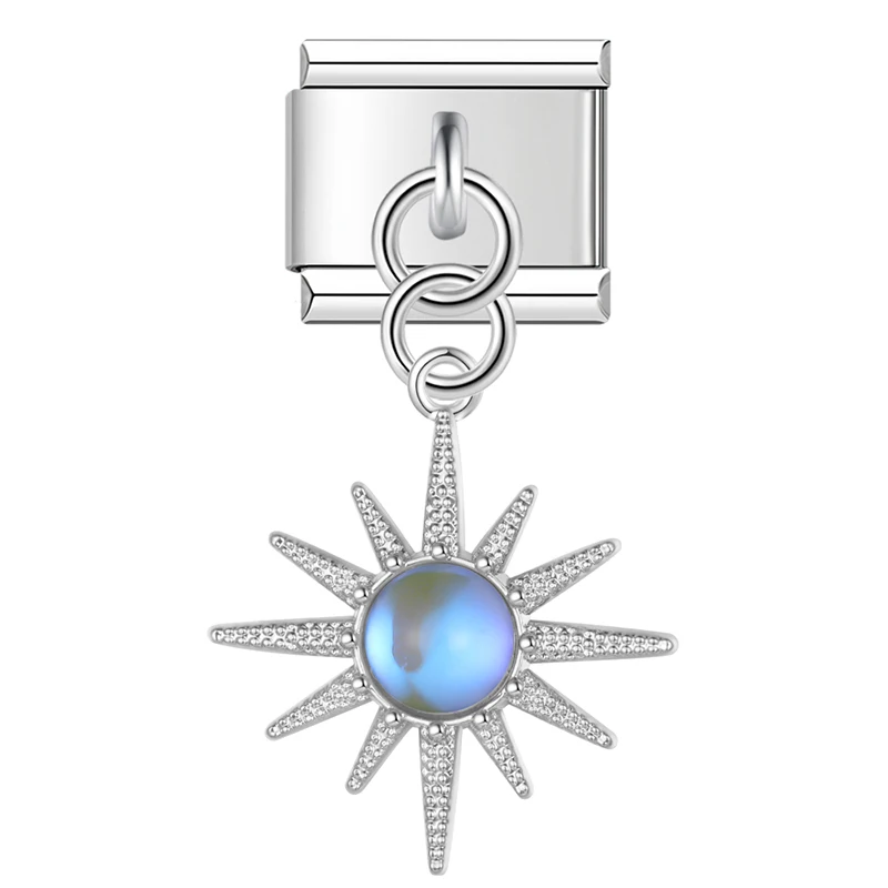 Opal Heart and Sunburst Dangle Italian Charms - Image 10