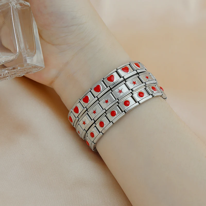 Red Heart and Crown Italian Charm Bracelet - Image 3