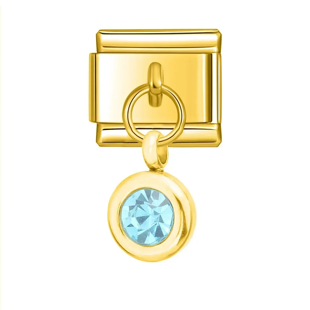 Petite Gold Birthstone Drop Italian Charm - Image 5