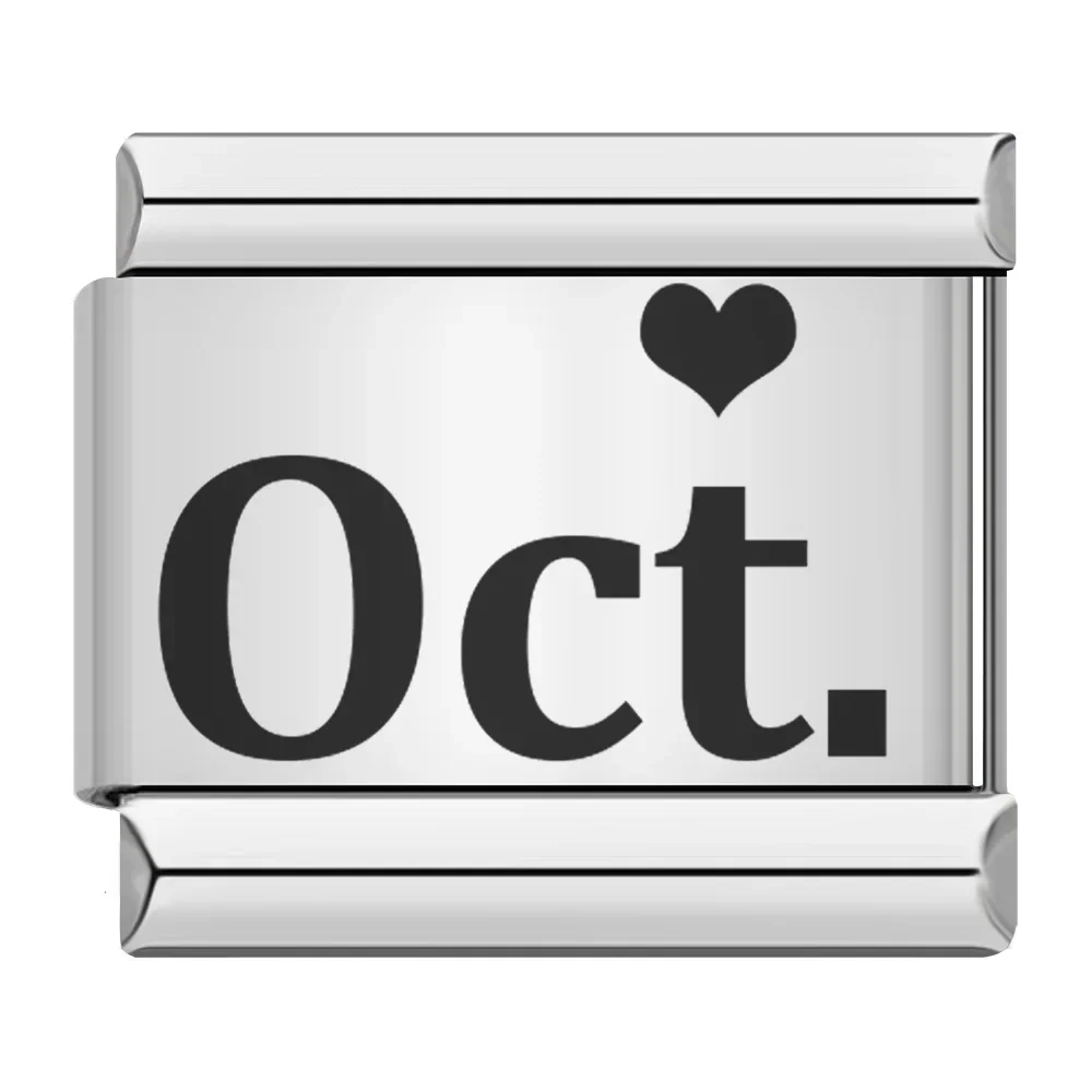 Month Name Heart Italian Charm - Image 15