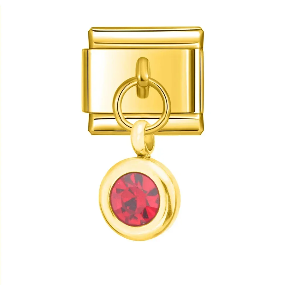 Petite Gold Birthstone Drop Italian Charm - Image 10