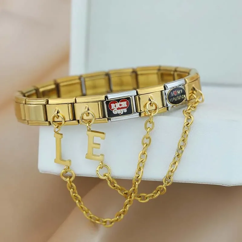 Gold Initial Safety Chain Italian Charms - Image 3