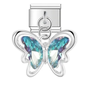 Crystal Butterfly Dangle Italian Charms