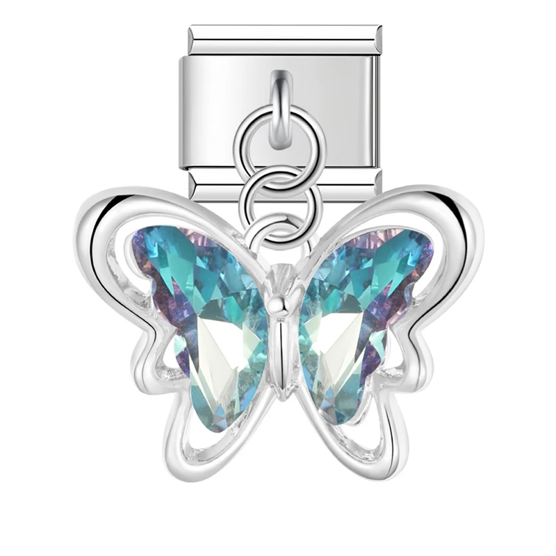 Crystal Butterfly Dangle Italian Charms