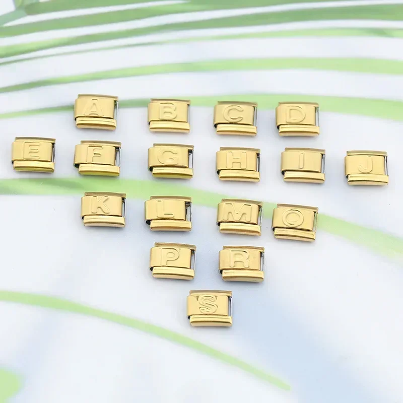 Gold Block Letter Italian Charms