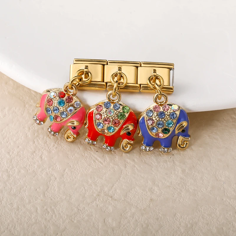 Cherry, Elephant and Tulip Dangle Italian Charms - Image 3