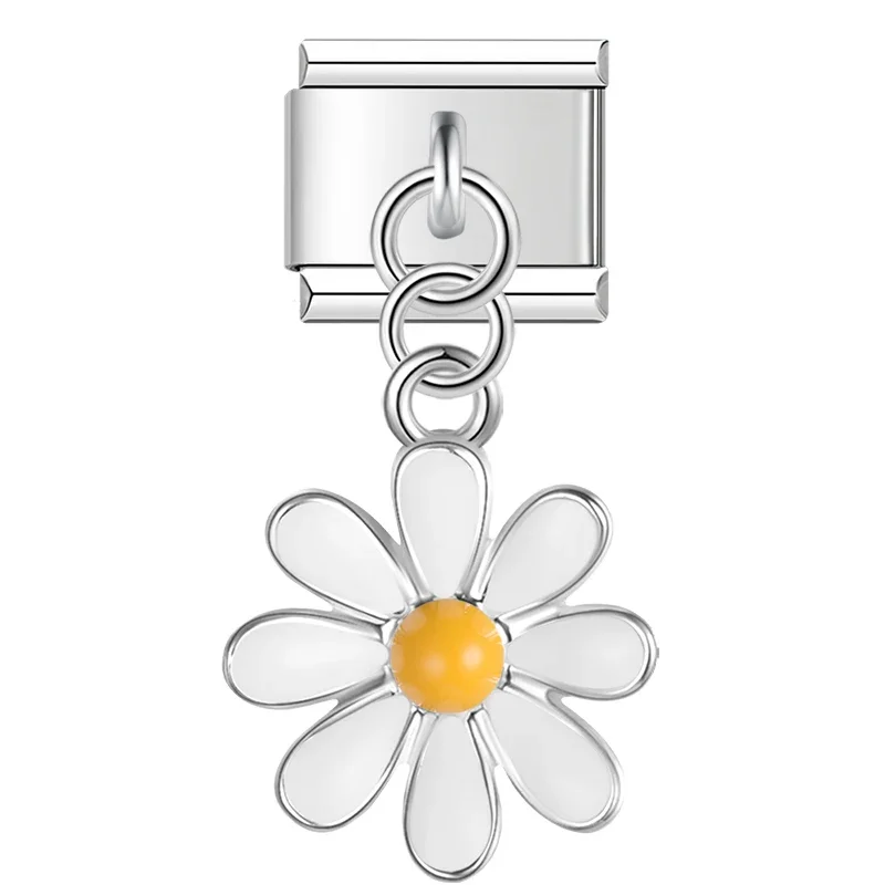 Moustache, Daisy and Ginkgo Dangle Italian Charms - Image 5