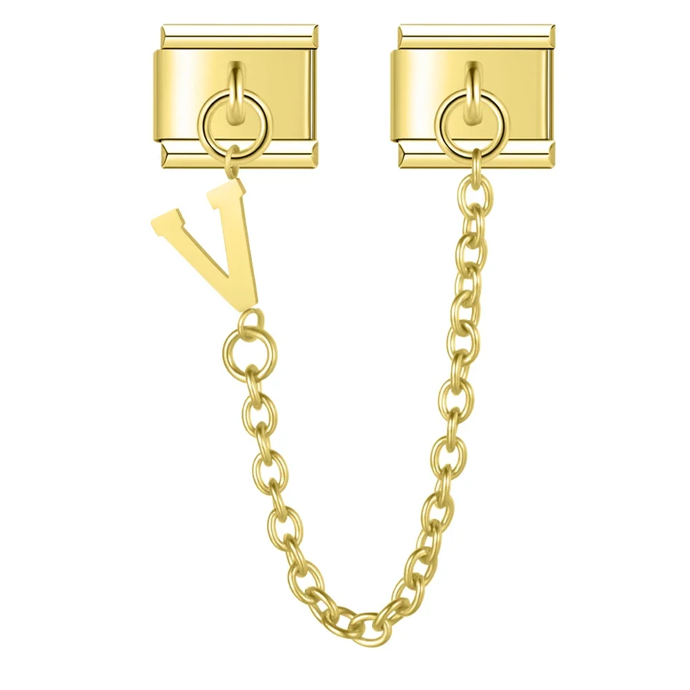 Gold Initial Safety Chain Italian Charms - Image 24