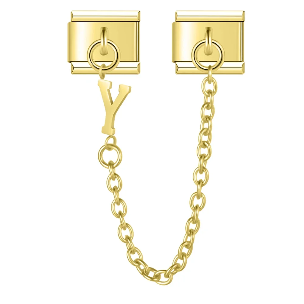 Gold Initial Safety Chain Italian Charms - Image 29