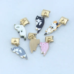 Gold Kitty Cat Dangle Italian Charms