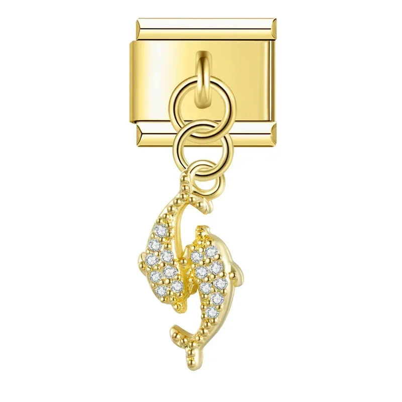 Gold Crystal Symbol Dangle Italian Charms - Image 20