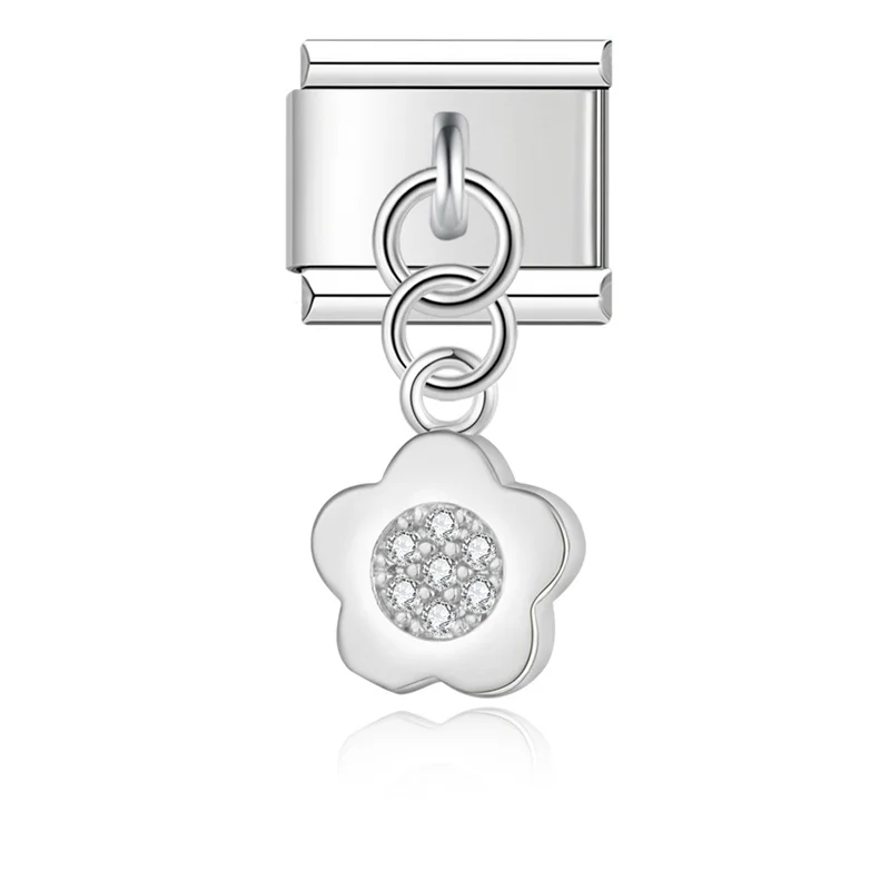 Crystal Flower and Puppy Dangle Italian Charms - Image 4