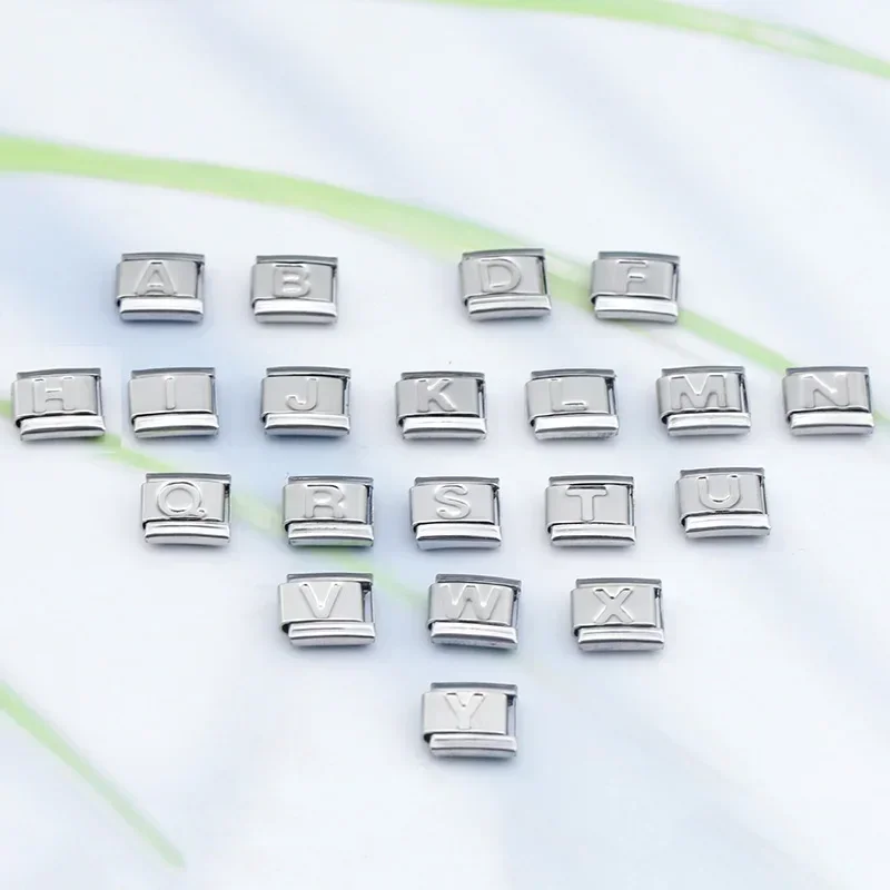 Silver Block Letter Italian Charms