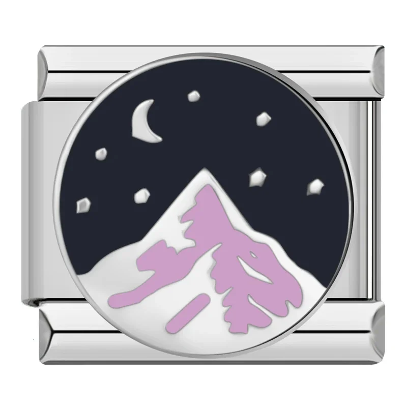 Mountain, Moon and Starry Night Italian Charms - Image 2