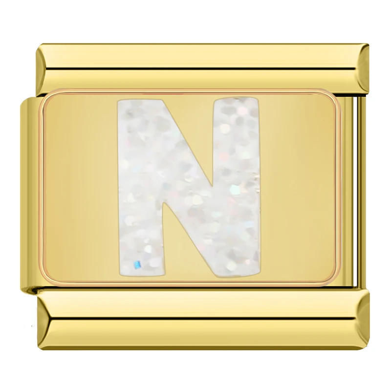 Sparkle Gold Letter Italian Charms - Image 15