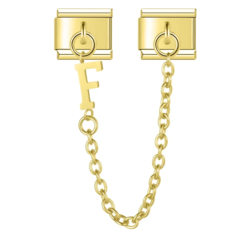 Gold Initial Safety Chain Italian Charms - Image 8