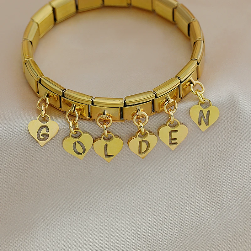 Gold Heart Initial Dangle Italian Charms - Image 2