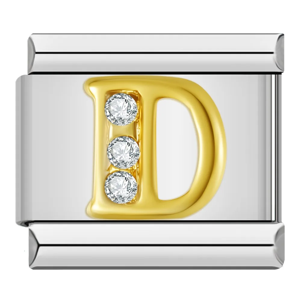 Gold Crystal Letter Italian Charms A to Z - Image 7