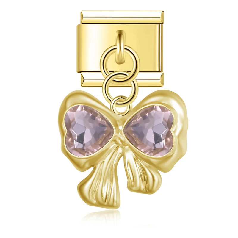 Pearl, Heart and Bow Dangle Italian Charms - Image 5