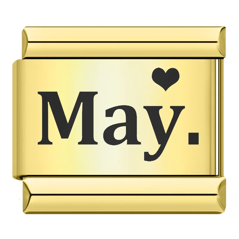Gold Month Name Heart Italian Charm - Image 5