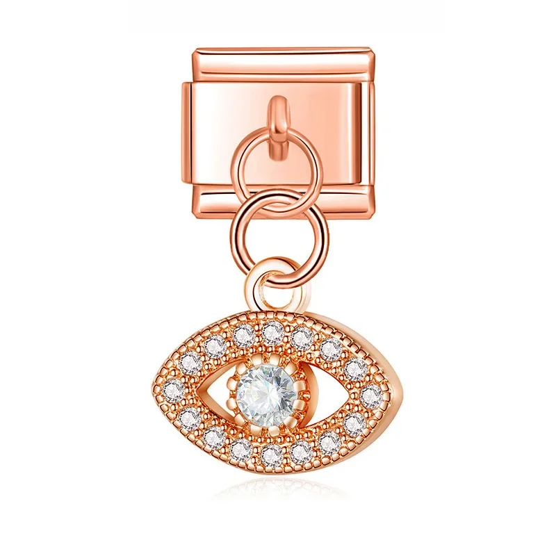 Crystal Eye, Hamsa and Lips Dangle Italian Charms - Image 7