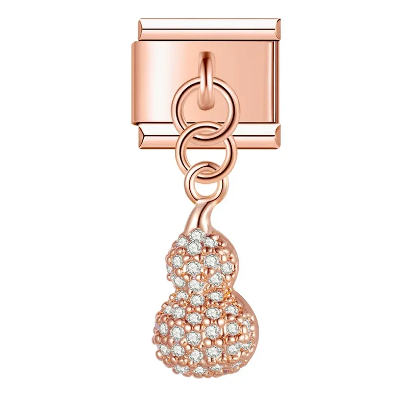 Rose Gold Crystal Symbol Dangle Italian Charms - Image 17