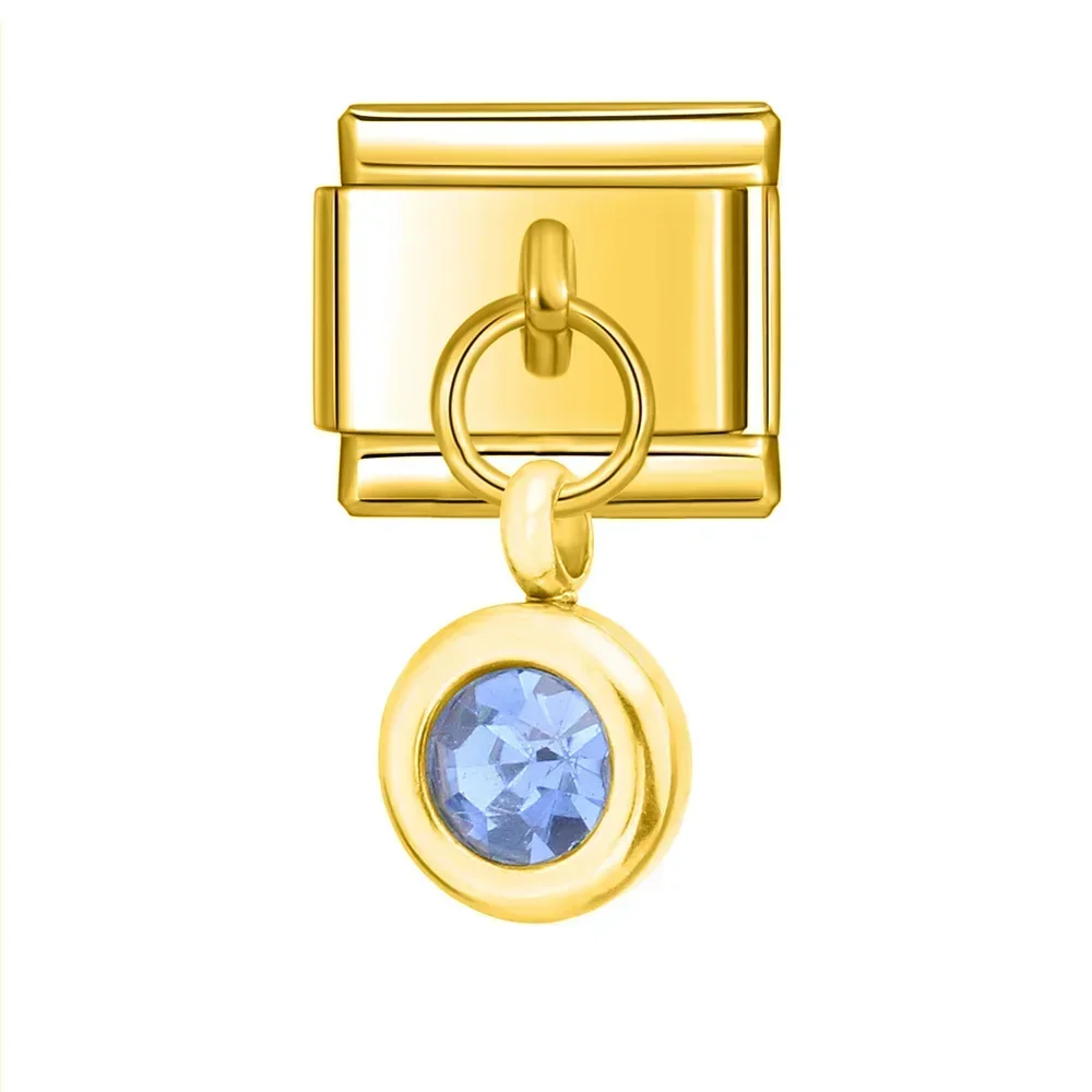 Petite Gold Birthstone Drop Italian Charm - Image 11