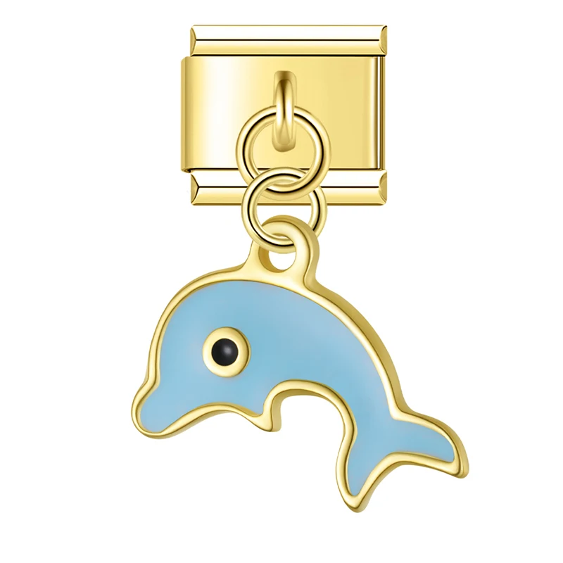 Seahorse, Dolphin and Starfish Dangle Italian Charms - Image 5
