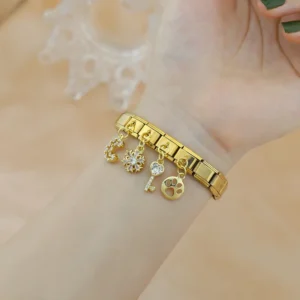 Gold Crystal Dangle Italian Charms