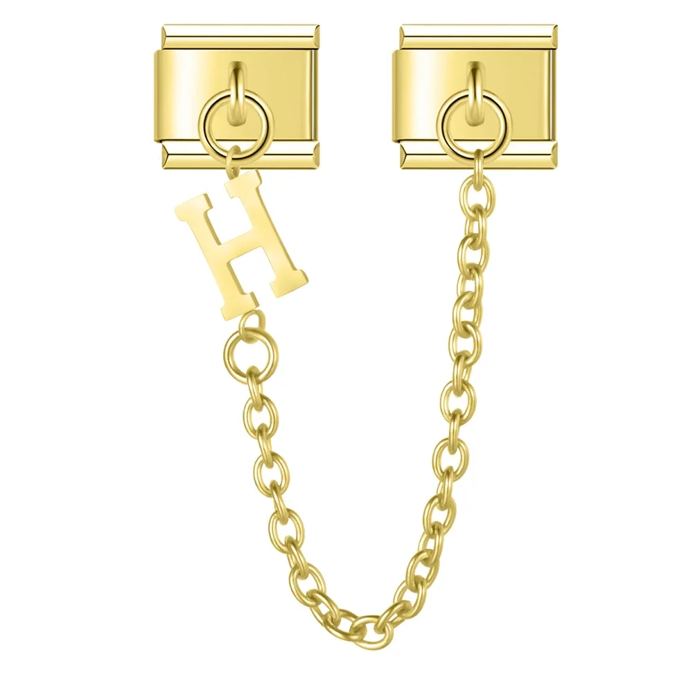 Gold Initial Safety Chain Italian Charms - Image 10