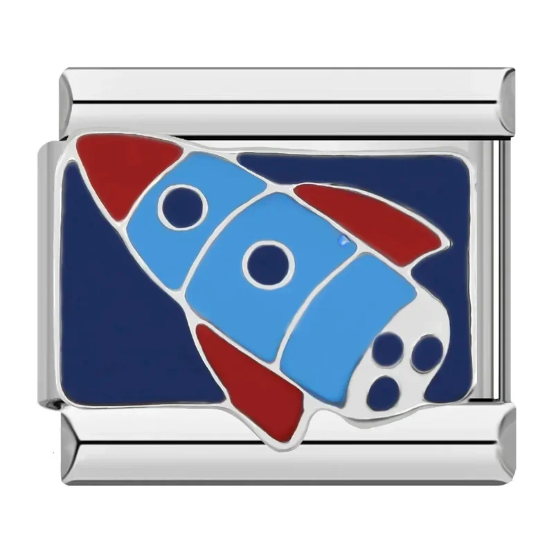 Rocket, Plane and Police Badge Italian Charms