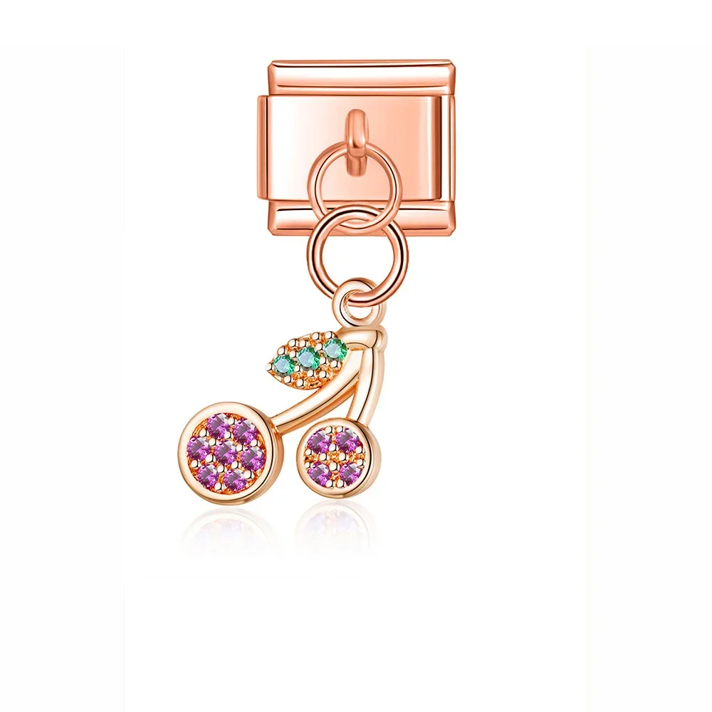Crystal Fruit and Mushroom Dangle Italian Charms - Image 11