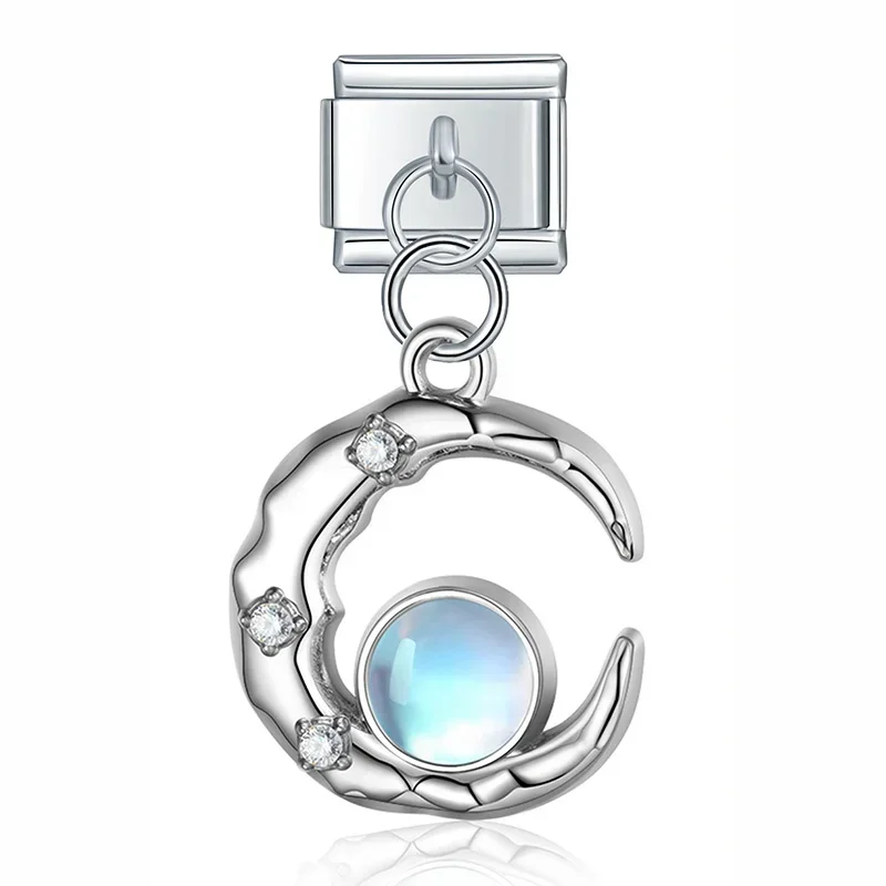 Moonstone Tulip and Heart Dangle Italian Charms - Image 5