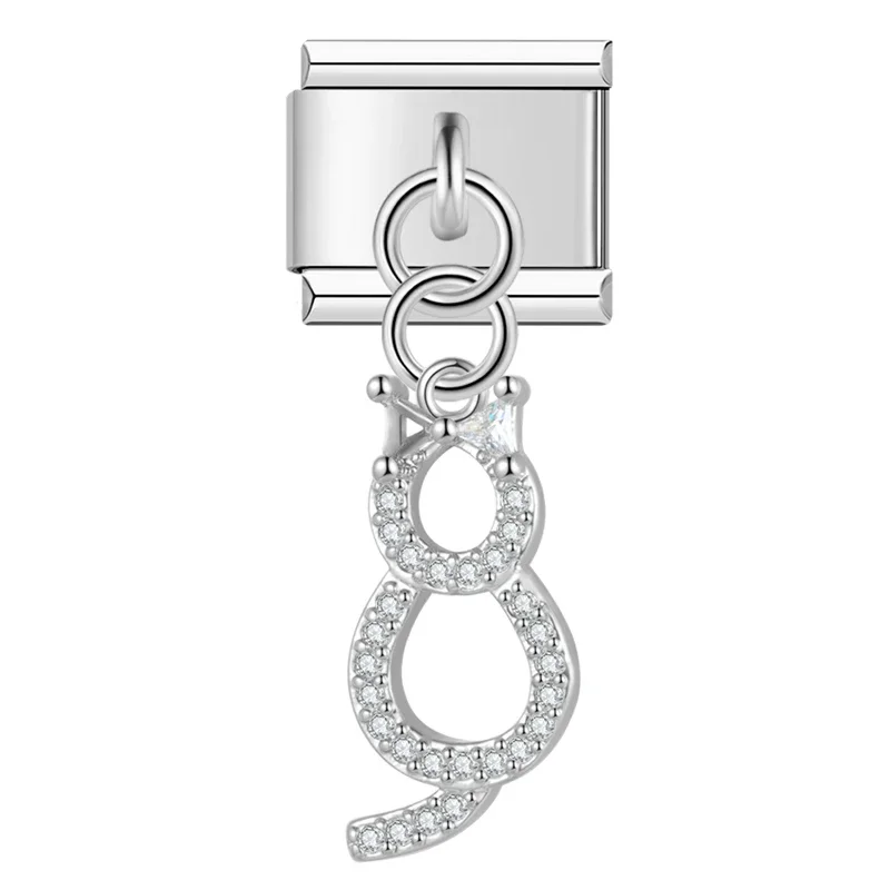 Silver Crystal Symbol Dangle Italian Charms - Image 13