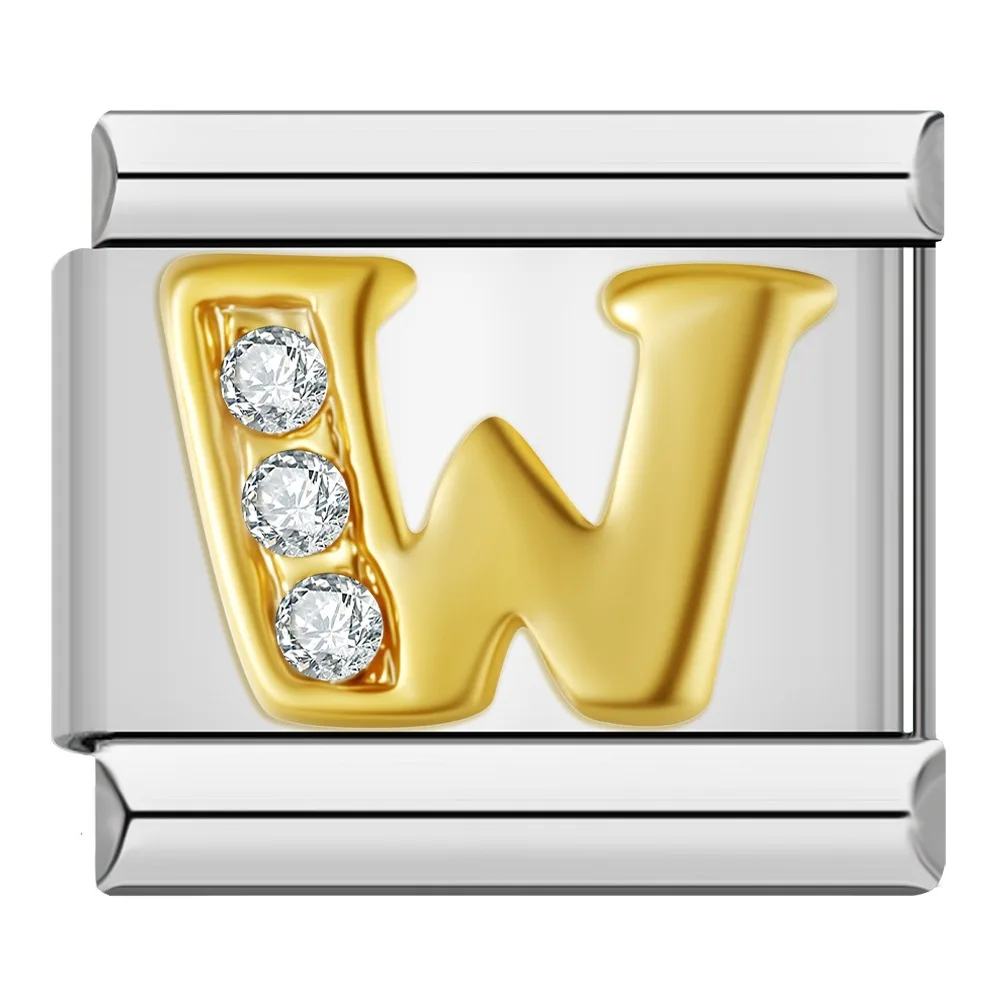 Gold Crystal Letter Italian Charms A to Z - Image 26