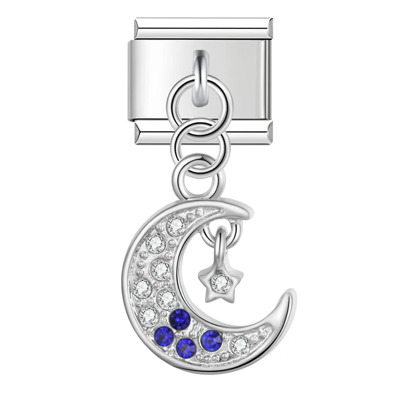 Moon, Flower and Butterfly Dangle Italian Charms - Image 4
