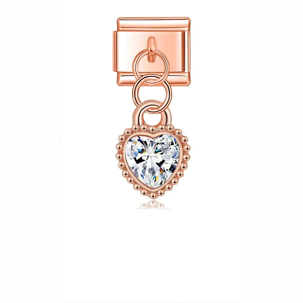 Birthstone Crystal Heart Italian Charms - Image 5