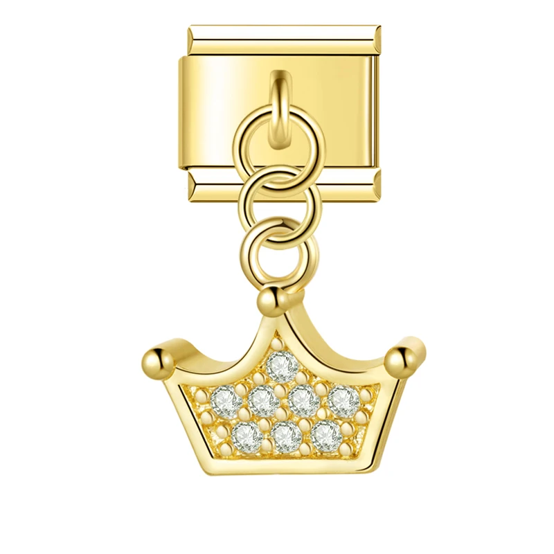 Crystal Crown, Hamsa and Music Note Dangle Italian Charms - Image 8